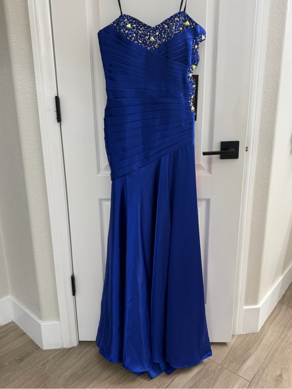Royal Blue Beaded prom dress formal dress